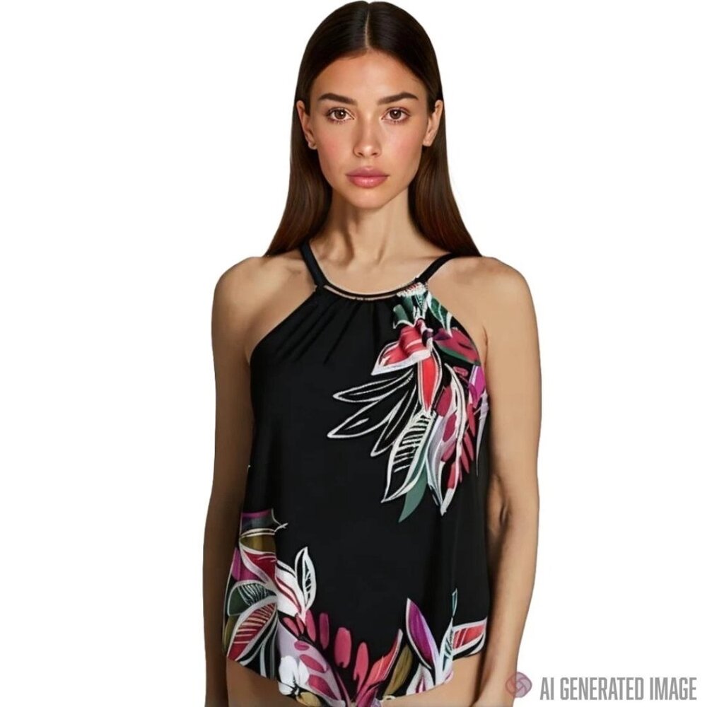 Magicsuit Women’s Floral Print Tankini Top (Size 10)